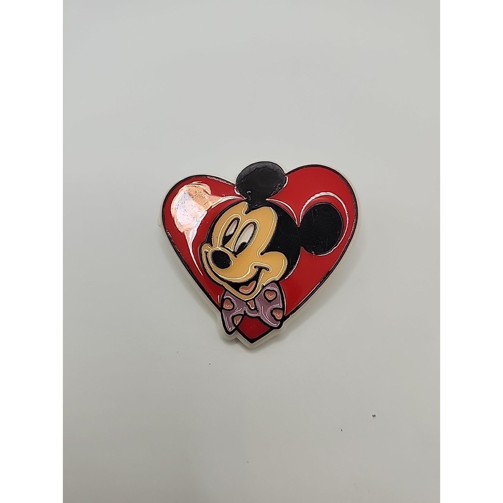 Mickey Mouse Disney‎ Heart Lapel Pin Valentine Plastic Gibson Greeting Vintage